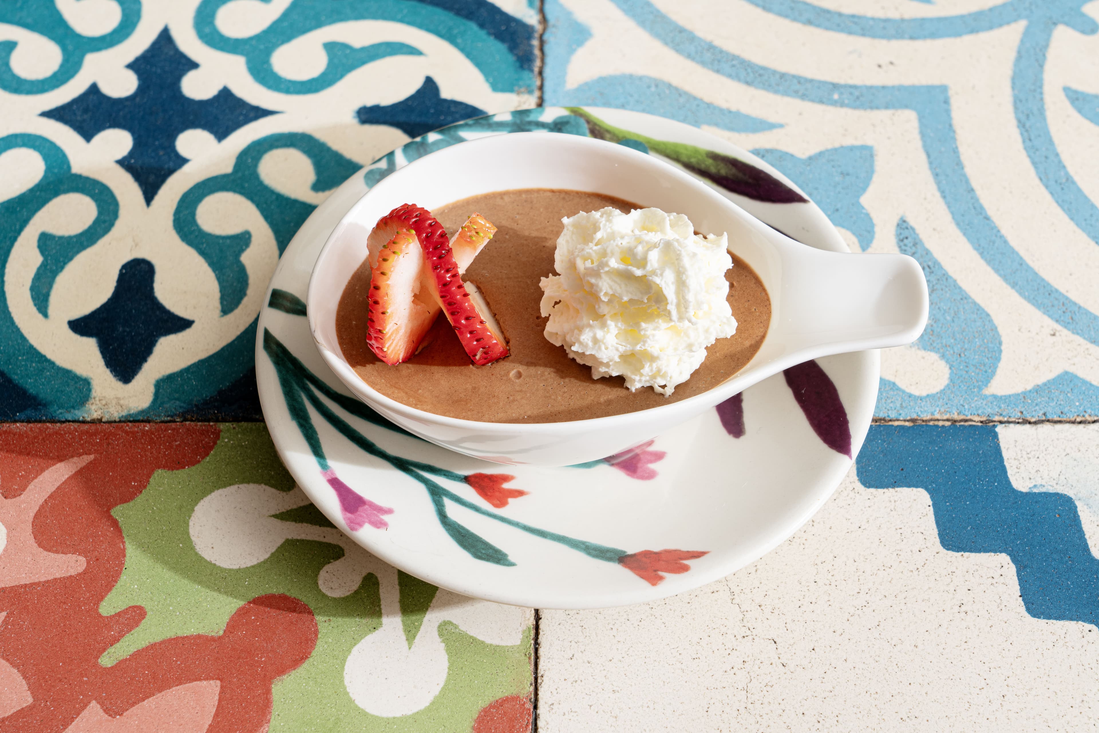 Creamy chocolate mousse with cinnamon and lemon zest